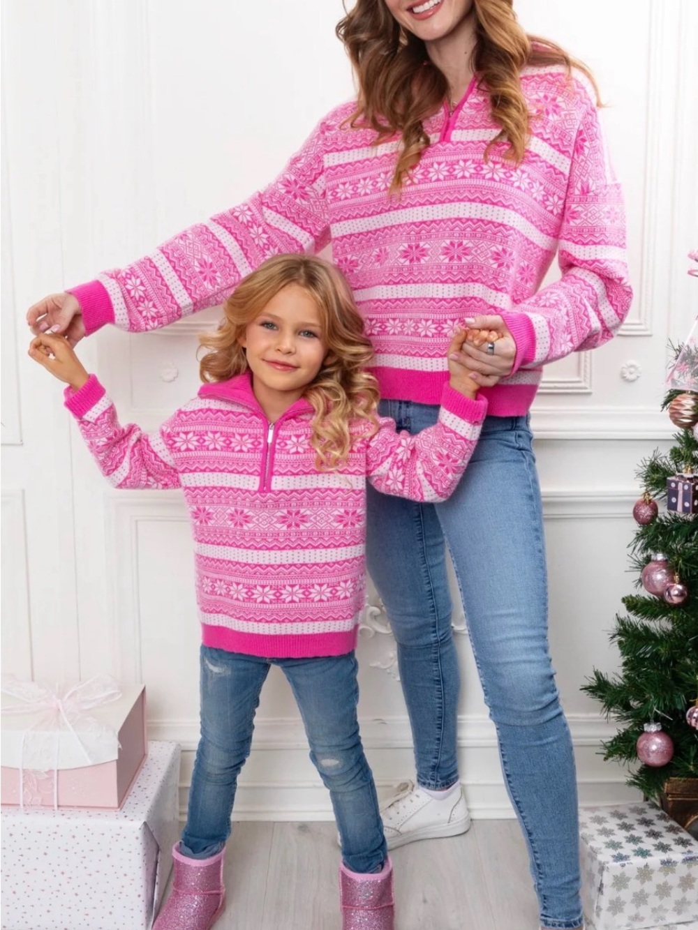Frosted Fair Isle Quarter-Zip Sweater adult medium